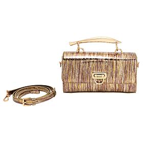 Sharif Legacy 100% Leather Metallic Python Top Handle Purse