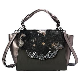 Sharif Legacy Haircalf and Epi Leather Engraved Leaf Satchel