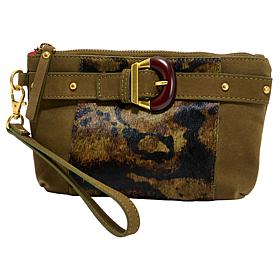 Sharif Legacy Haircalf and Nubuck Leather Wristlet Mini Bag