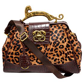 Sharif Legacy Haircalf Leather Cougar Handle Frame Satchel with Strap