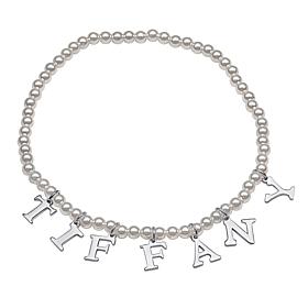 Simulated Pearl Name Stretch Bracelet