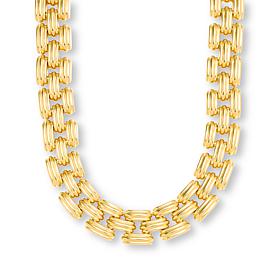 Soave Oro 14K Gold Electroform 3-Row Panther-Link 18" Necklace