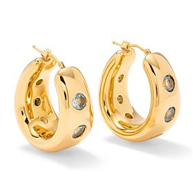 Soave Oro 14K Yellow Gold Electroform Gemstone Hoop Earrings