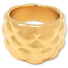 Soave Oro 14K Yellow Gold Electroform Quilted Texture Dome Ring