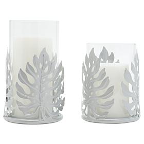 South Street Loft Set of 2 Leaf Hurricane LED Candles with Remote