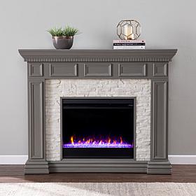 Southern Enterprises Dakesbury Color Changing Fireplace w/ Faux Stone
