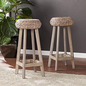 Southern Enterprises Drayton Round Water Hyacinth Stools 2-pack - 30"