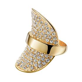 Stately Steel Covered Curvy Shape CZ Ring