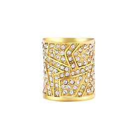 Stately Steel Cubic Zirconia Elongated Geometric Ring