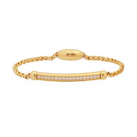 Stately Steel Cubic Zirconia Wheat-Link Bracelet