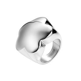 Stately Steel Flower Signet Ring