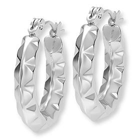 Stately Steel Geometric Hoop Earrings