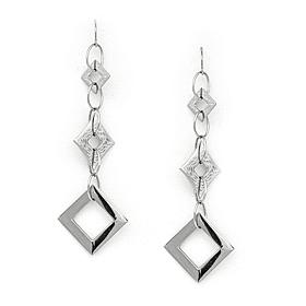 Stately Steel Graduated Square Drop Earrings