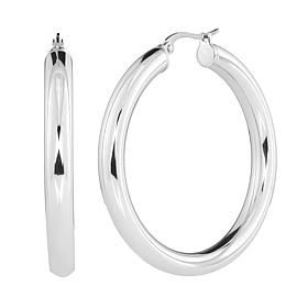 Stately Steel Hollow Tube High Polish Hoop Earrings