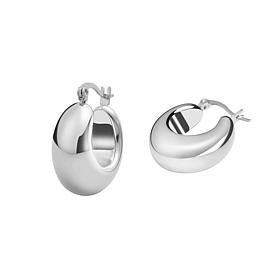 Stately Steel Large Rounded Tube Hoop Earrings