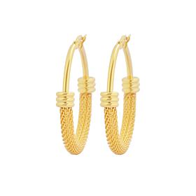 Stately Steel Large Stainless Steel Half-Mesh Hoop Earrings