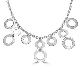 Stately Steel Multi-Drop Circle Necklace