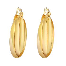 Stately Steel Overlapping Triple Hoop Earrings