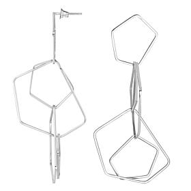 Stately Steel Pentagon Dangle Earrings