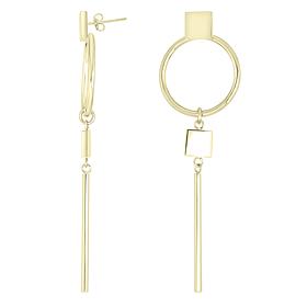 Stately Steel Post and Circle Drop Earrings