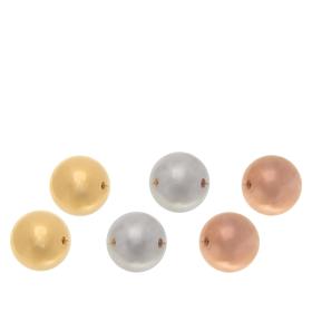 Stately Steel Set of 3 Tricolor Stainless Steel Ball Stud Earrings