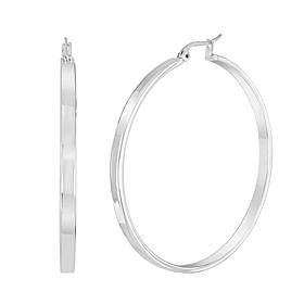 Stately Steel Square Tubing Round Hoop Earrings