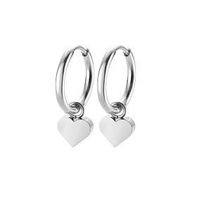 Stately Steel Stainless Steel Heart Dangle Earrings