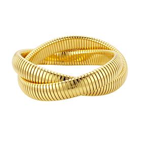 Stately Steel Stainless Steel Interwoven Snake Chain Stretch Bracelet