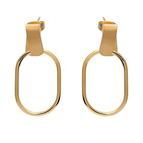 Stately Steel Stainless Steel Oval Drop Earrings