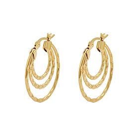 Stately Steel Stainless Steel Triple-Round Wave Hoop Earrings