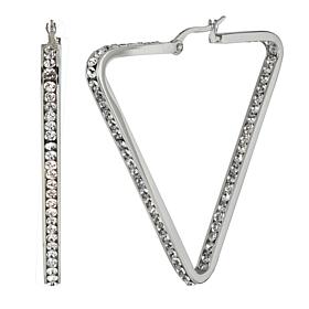 Stately Steel Triangle Inside-Outside Pavé Hoop Earrings - 2"