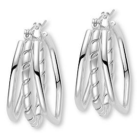 Stately Steel Triple Hoop Earrings