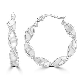 Stately Steel Twisted Hoop Earrings