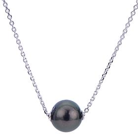 Sterling Silver 10-11mm Cultured Tahitian Pearl Slide Necklace