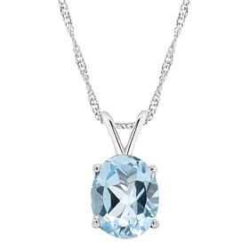 Sterling Silver 10x8mm Oval-Cut Gemstone Pendant with Chain