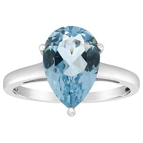 Sterling Silver 12x8mm Pear-Shaped Gemstone Ring