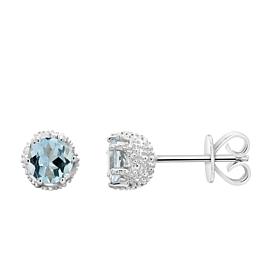 Sterling Silver 5mm Round Gemstone 6-Prong Textured Stud Earrings