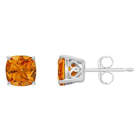Sterling Silver 6mm Cushion-Cut Gemstone Stud Earrings