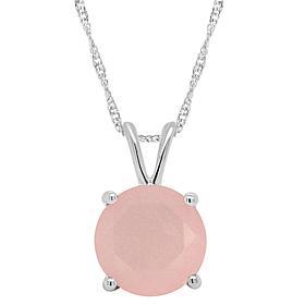 Sterling Silver 8mm Round Gemstone Solitaire Pendant with Chain