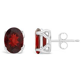 Sterling Silver 8x6mm Oval-Cut Gemstone Stud Earrings
