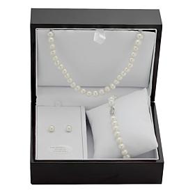 Sterling Silver Cultured Freshwater Pearl 3-Piece Jewelry Set 
