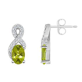 Sterling Silver Oval-Cut Gemstone and White Topaz Earrings