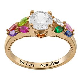 Sterling Silver Personalized Mother's and Family CZ and Crystal Ring