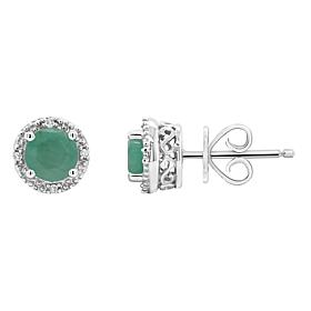 Sterling Silver Precious Gem and Diamond 5mm Round Stud Earrings