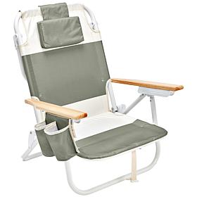 SUNNYLiFE Deluxe Beach Chair in Seagrass Sage with Cooler Pocket