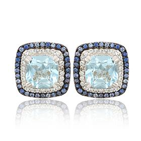Suzy Levian Cushion-Cut Gemstone, Sapphire and White Topaz Earrings