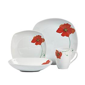 Tabletops Gallery Poppy 16-Piece Dinnerware Set - Service for 4