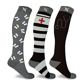 TagCo Extreme Fit Medicine 101 Knee-High Compression Socks 3-Pack