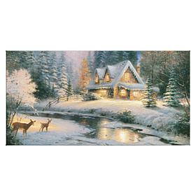 Thomas Kinkade Deer Creek Cottage - 16" x 31" Gallery Wrapped Canvas