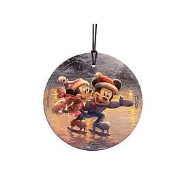 Thomas Kinkade Disney Hanging Glass - Mickey & Minnie Sweet Holiday